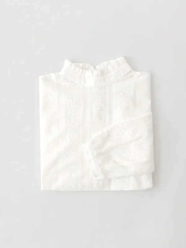 lace ruffled collar top