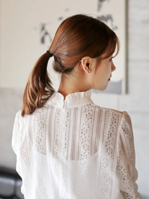 lace ruffled collar top