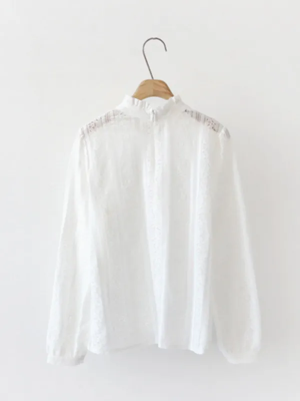 lace ruffled collar top