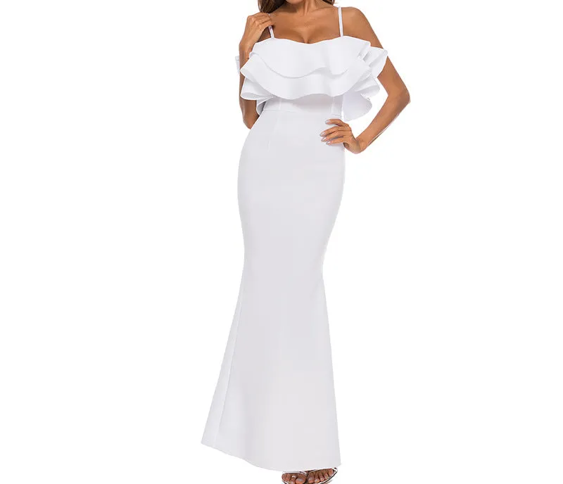 Large Size Ruffled Sling Sexy Dress