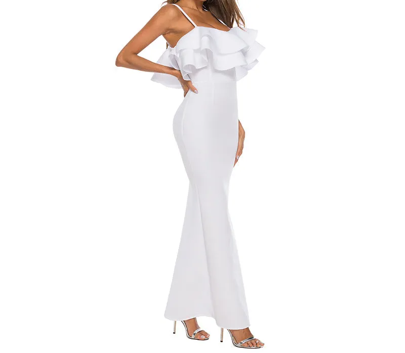 Large Size Ruffled Sling Sexy Dress