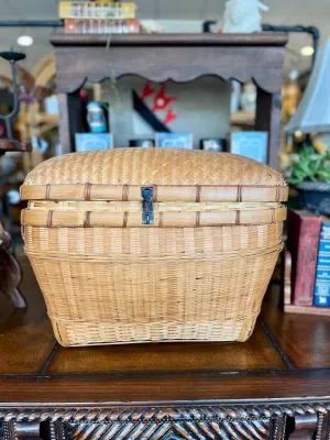 Large Vintage Wicker/Bamboo basket with Metal Clasp