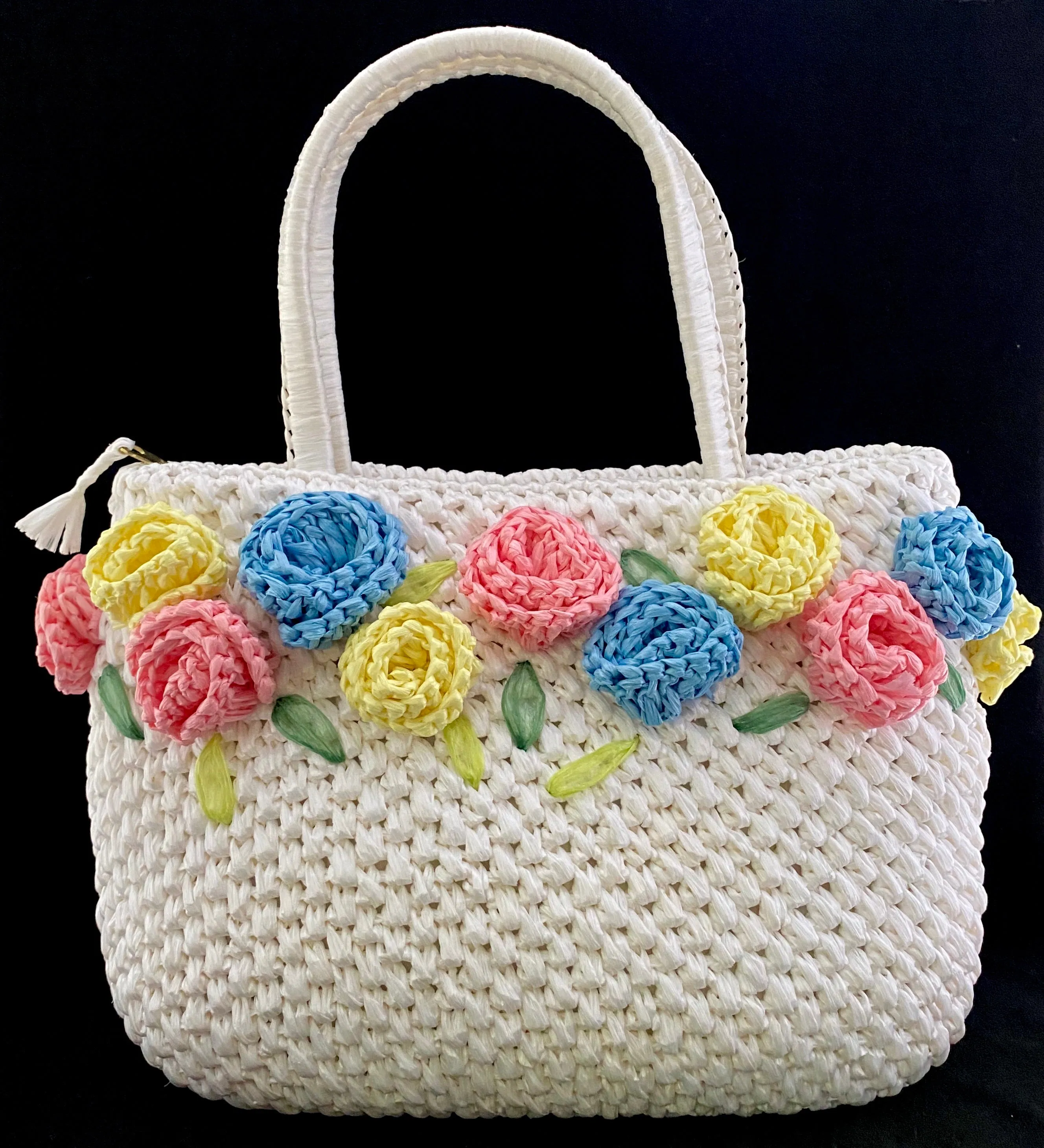Late 50s/ Early 60s Security Quality Plus Raffia Handbag
