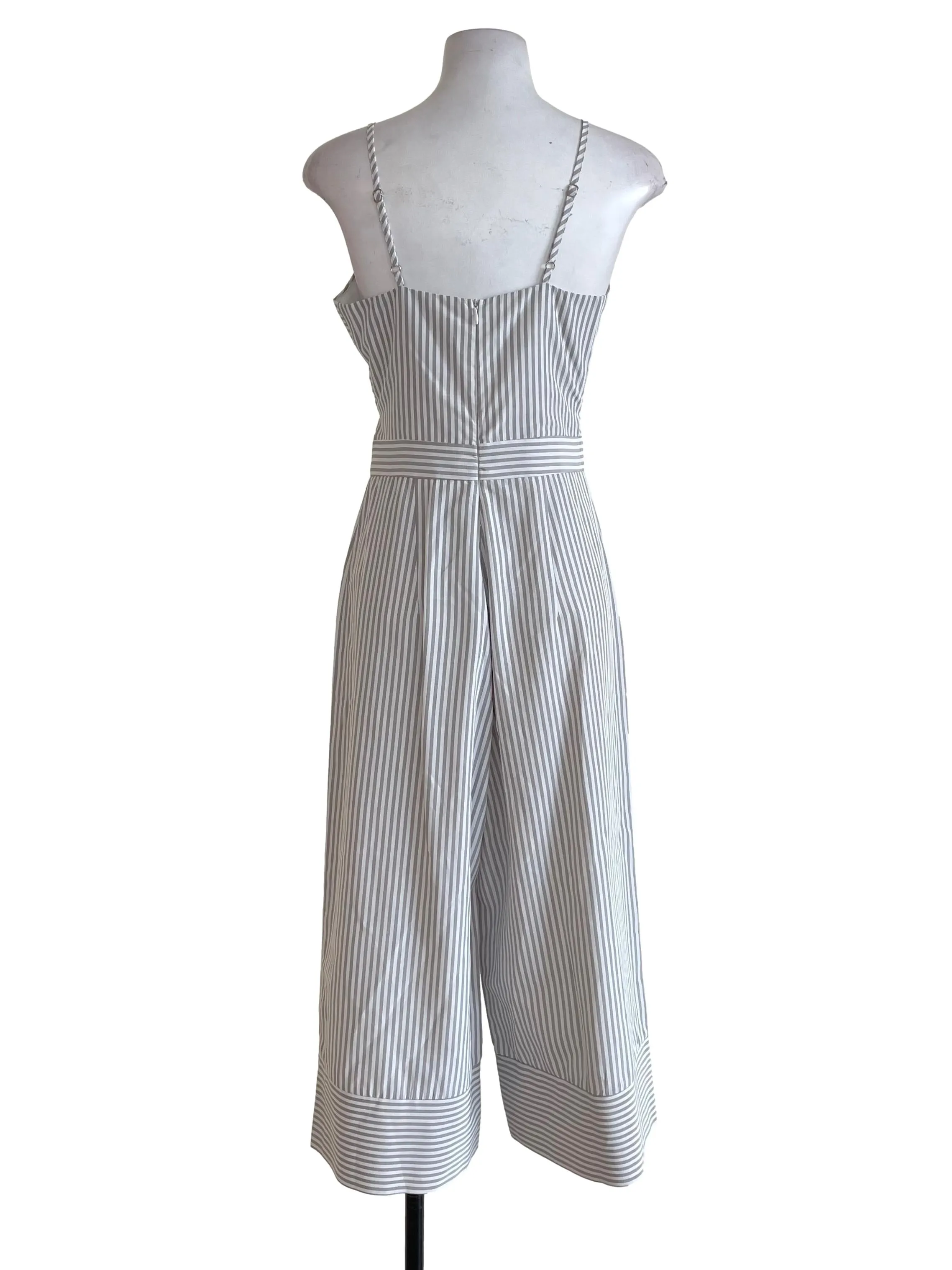 Light Grey Bengal Stripe Bow Jumpsuit