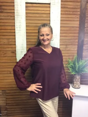 Lightweight Top w/Minky Dot Sleeves