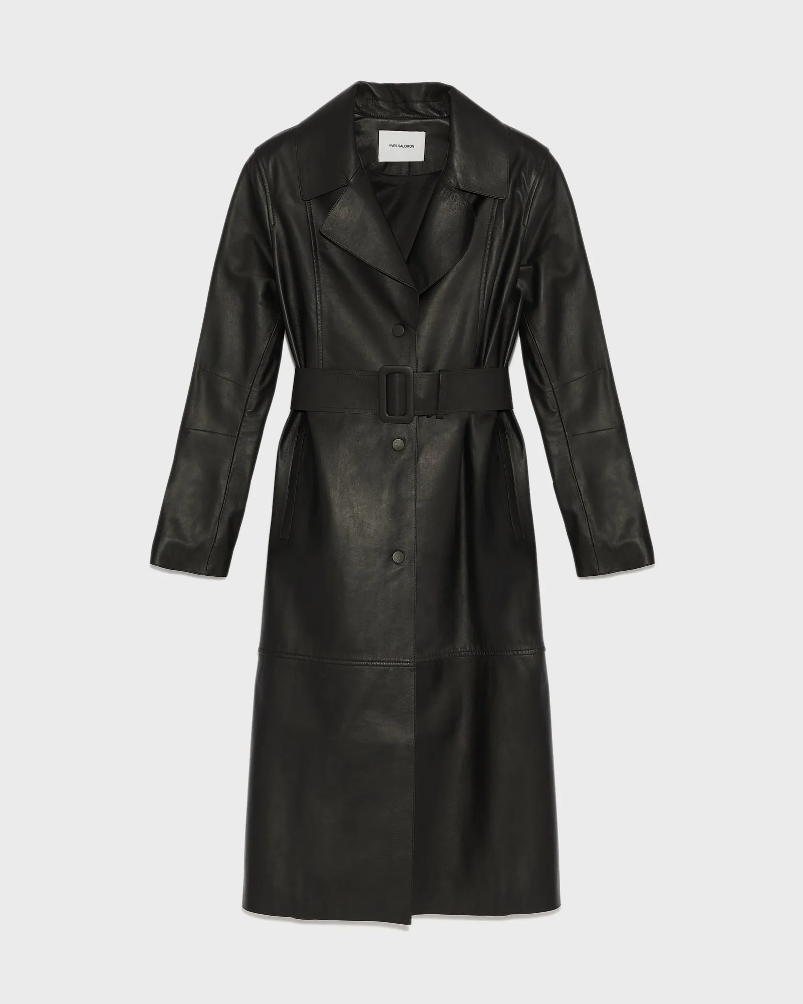 Long leather trench coat