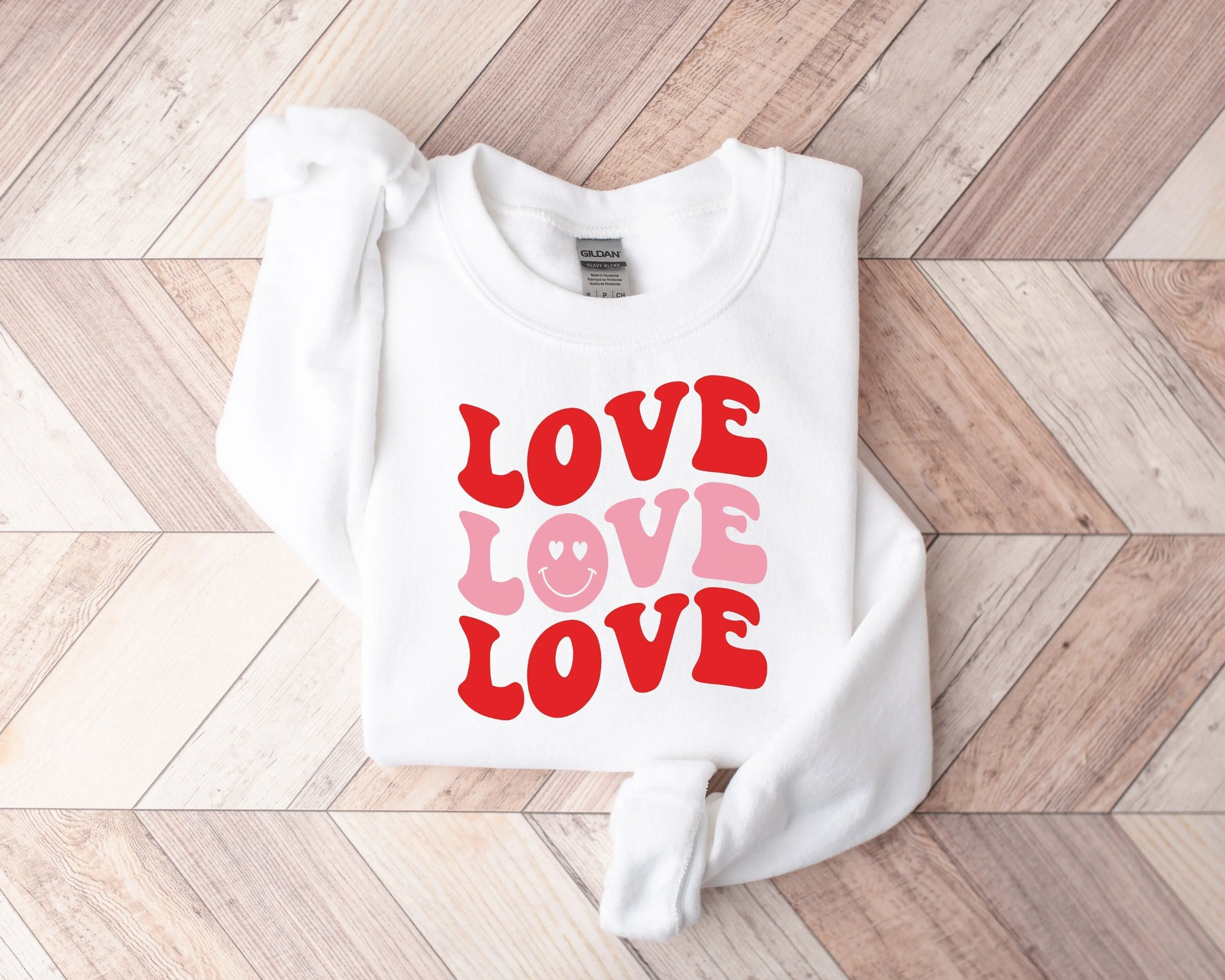 Love Love Love Retro Valentines Day Sweatshirt