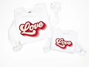 Matching Retro Love Mommy & Me Valentines Day Sweatshirts