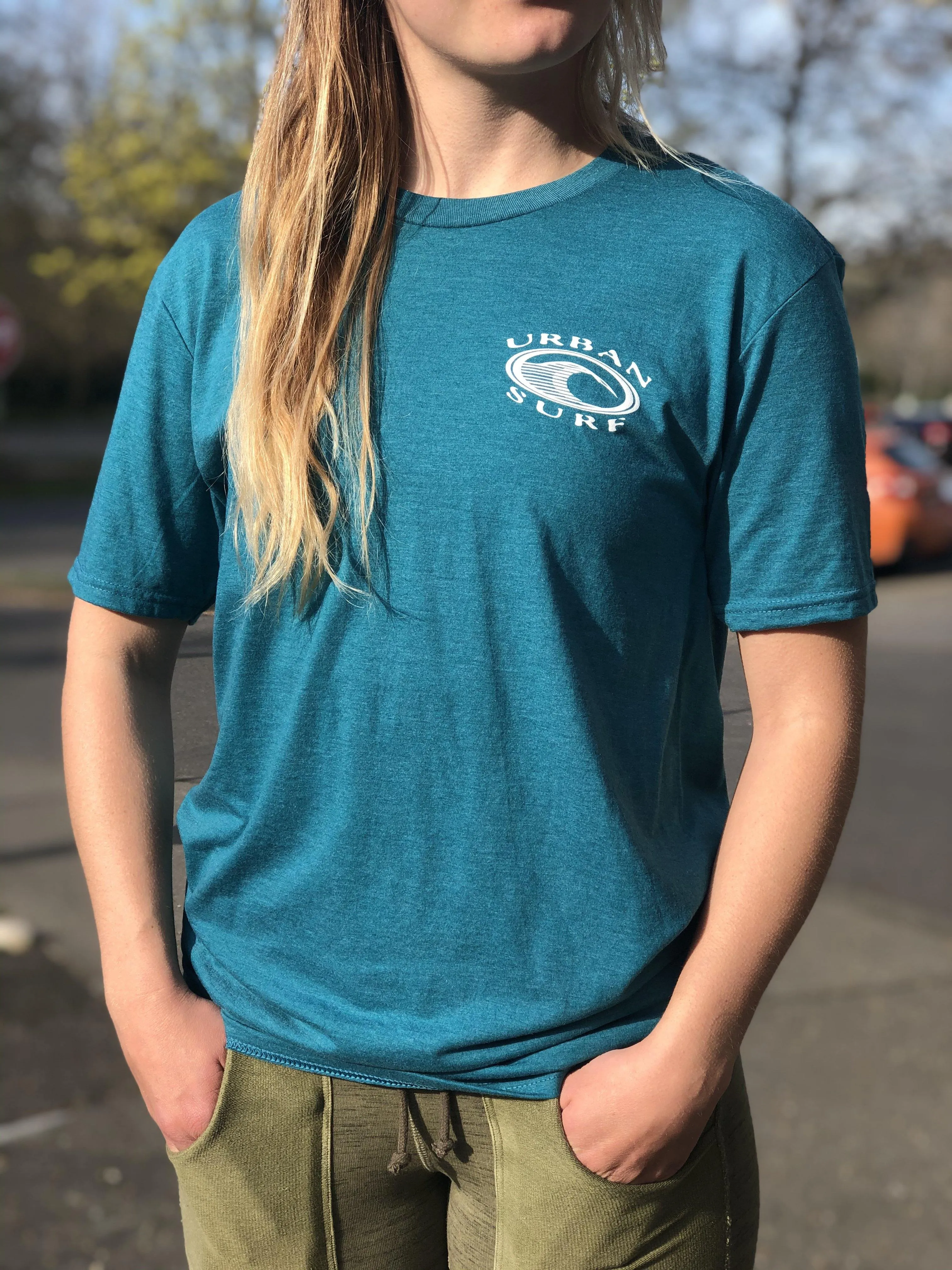 Men & Women'S Retro Logo Tee - Heather Teal
