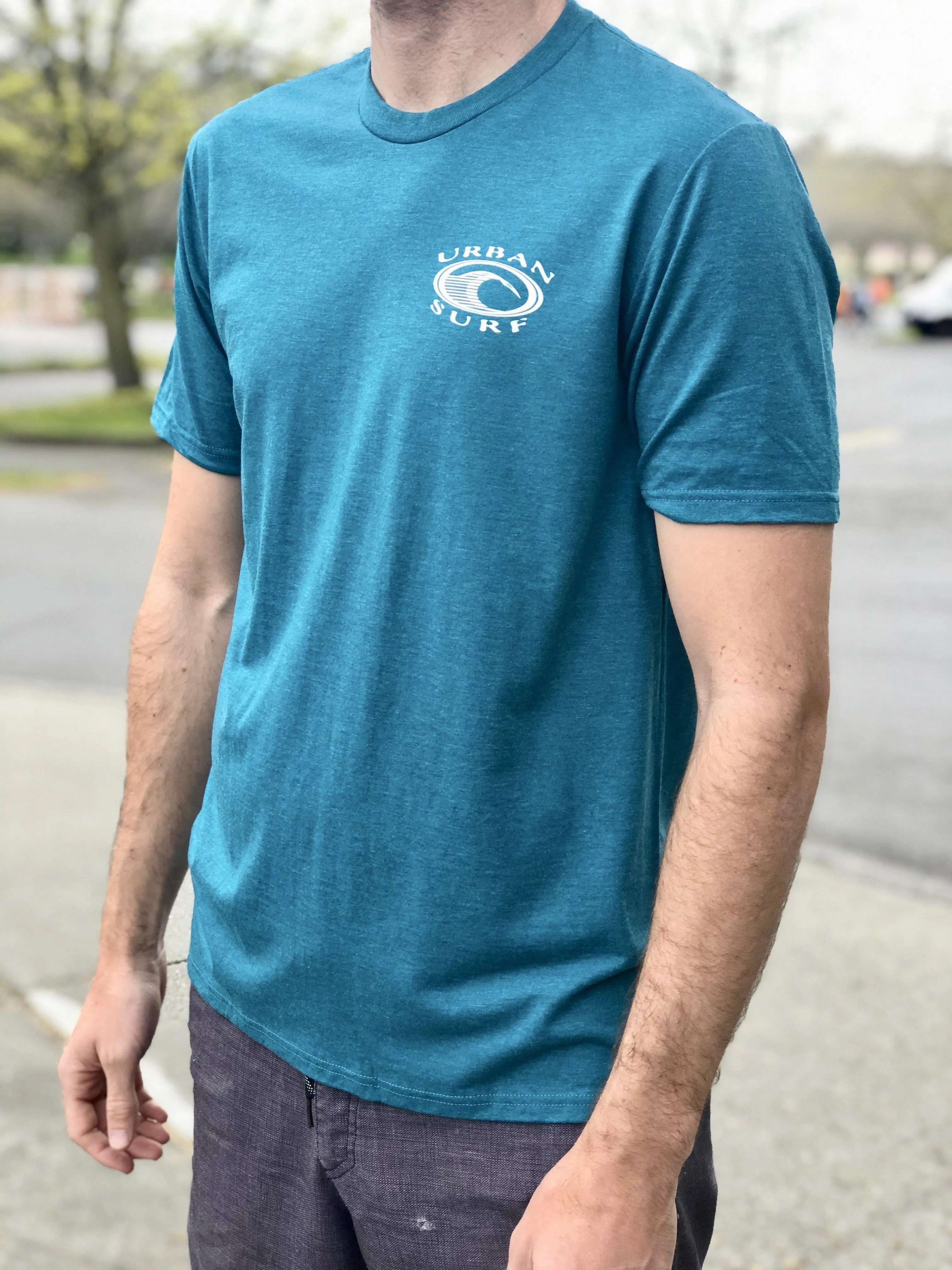 Men & Women'S Retro Logo Tee - Heather Teal