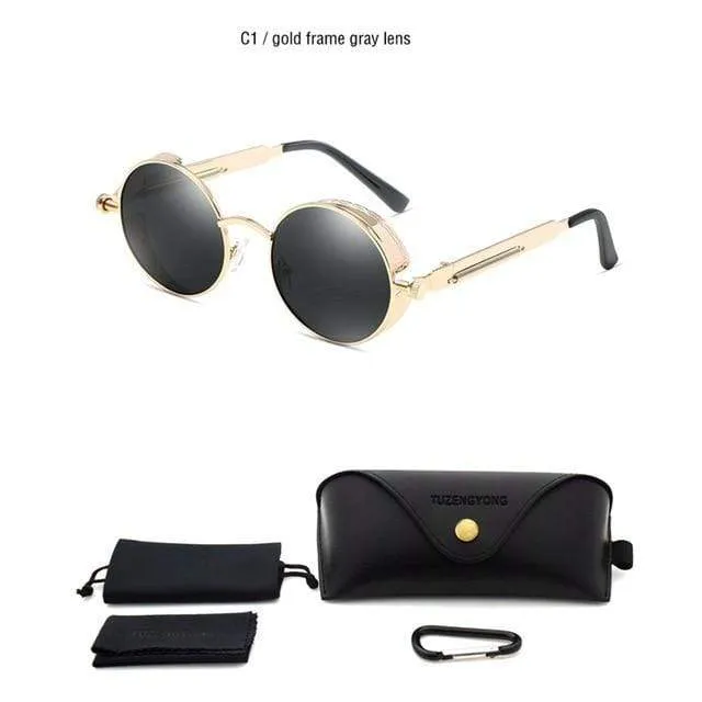 Men Polarized Classic Gothic Steampunk Sunglasses（Need to choose tinted color, otherwise the lenses are transparent）