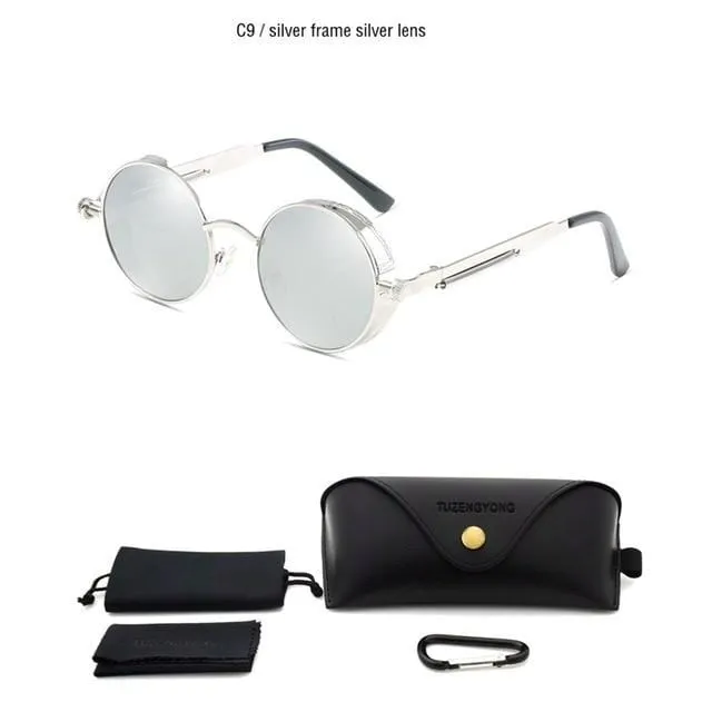 Men Polarized Classic Gothic Steampunk Sunglasses（Need to choose tinted color, otherwise the lenses are transparent）