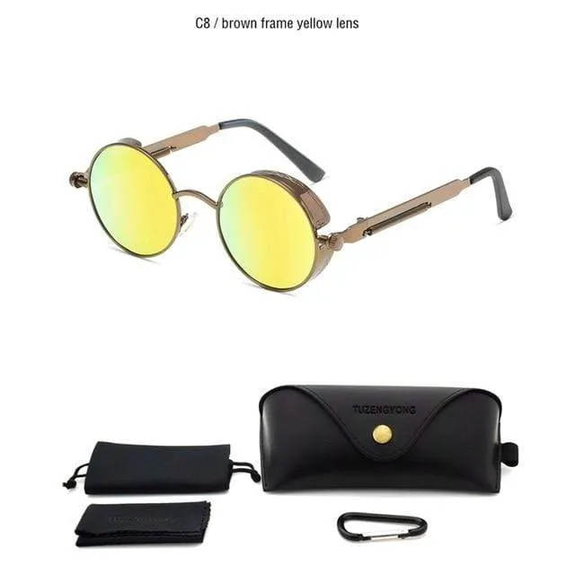 Men Polarized Classic Gothic Steampunk Sunglasses（Need to choose tinted color, otherwise the lenses are transparent）