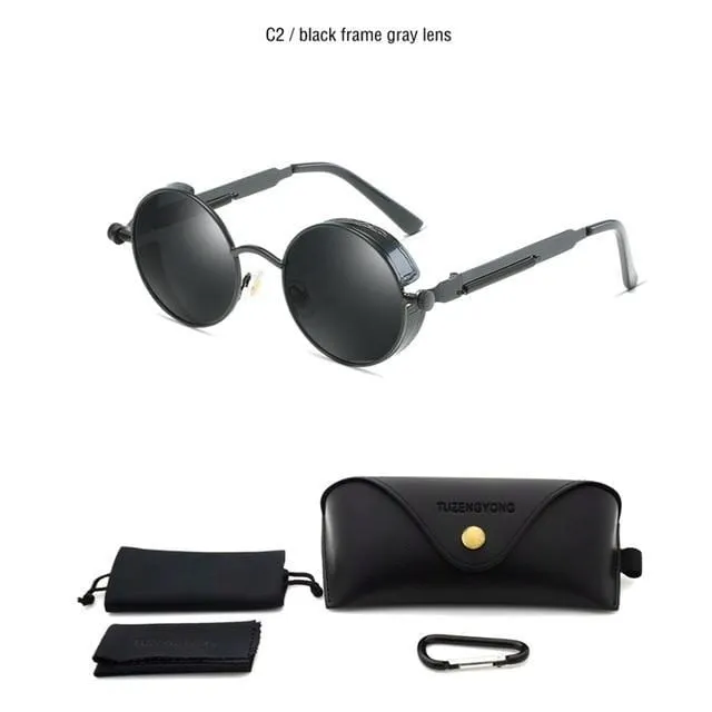 Men Polarized Classic Gothic Steampunk Sunglasses（Need to choose tinted color, otherwise the lenses are transparent）