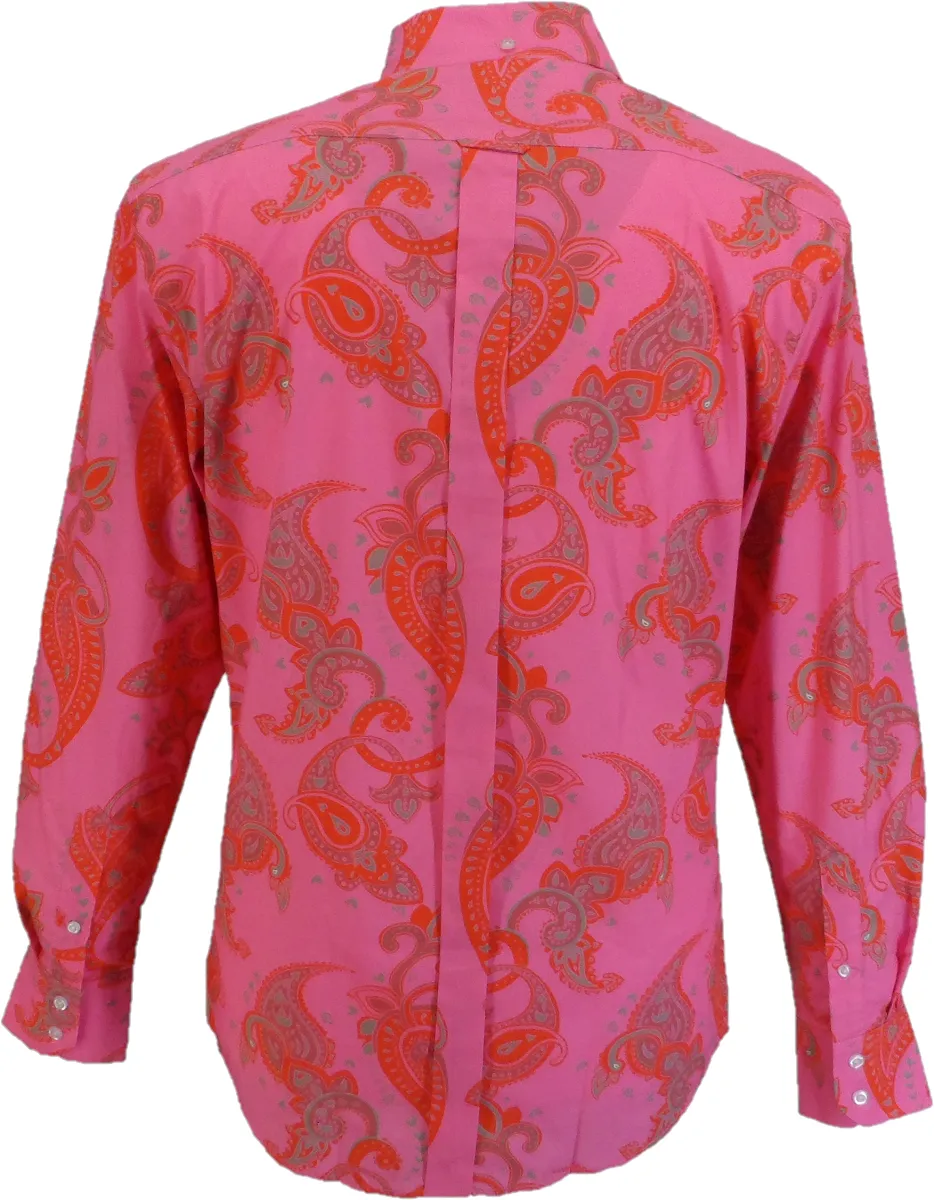 Mens 70s Pink Psychedelic Paisley Shirt