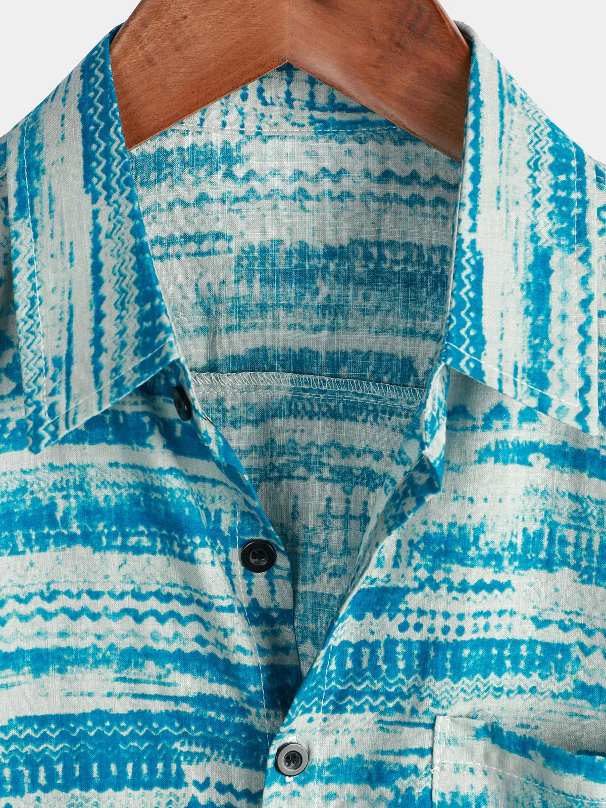 Men's Blue Vintage Pocket Short Sleeve Shirt
