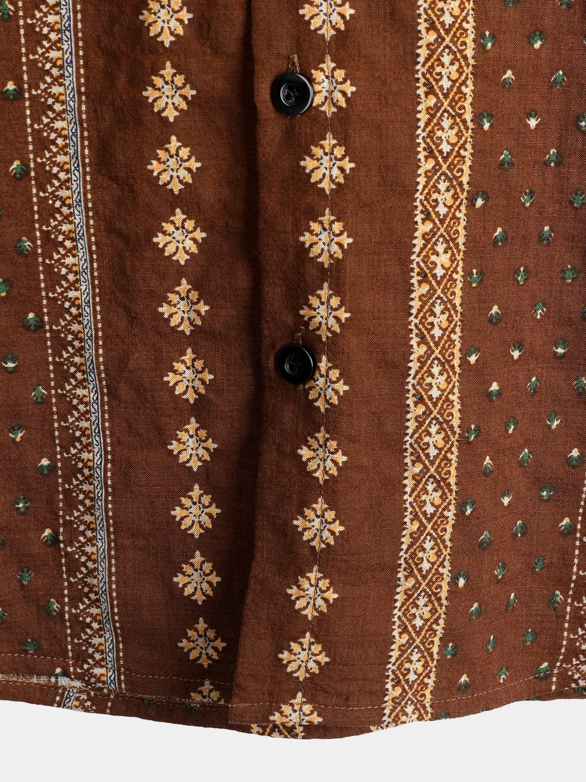 Men's Retro Button Up Short Sleeve Cotton 70s Shirt