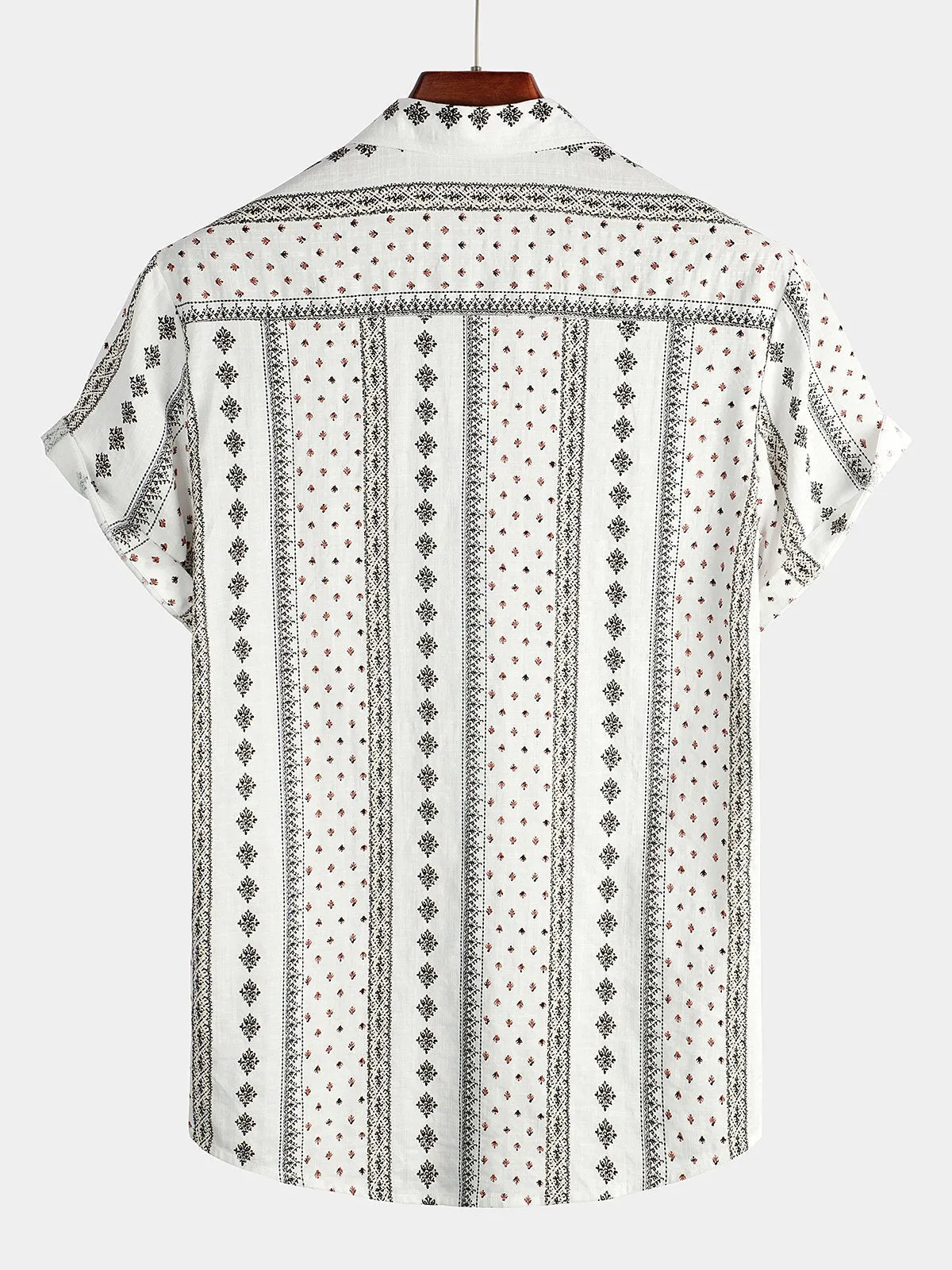 Men's Retro Button Up Short Sleeve Cotton 70s Shirt