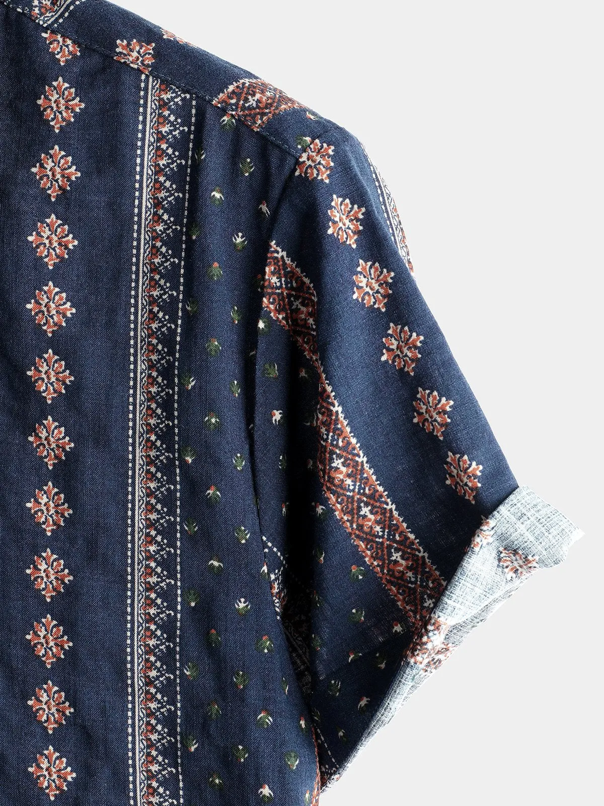 Men's Retro Button Up Short Sleeve Cotton 70s Shirt