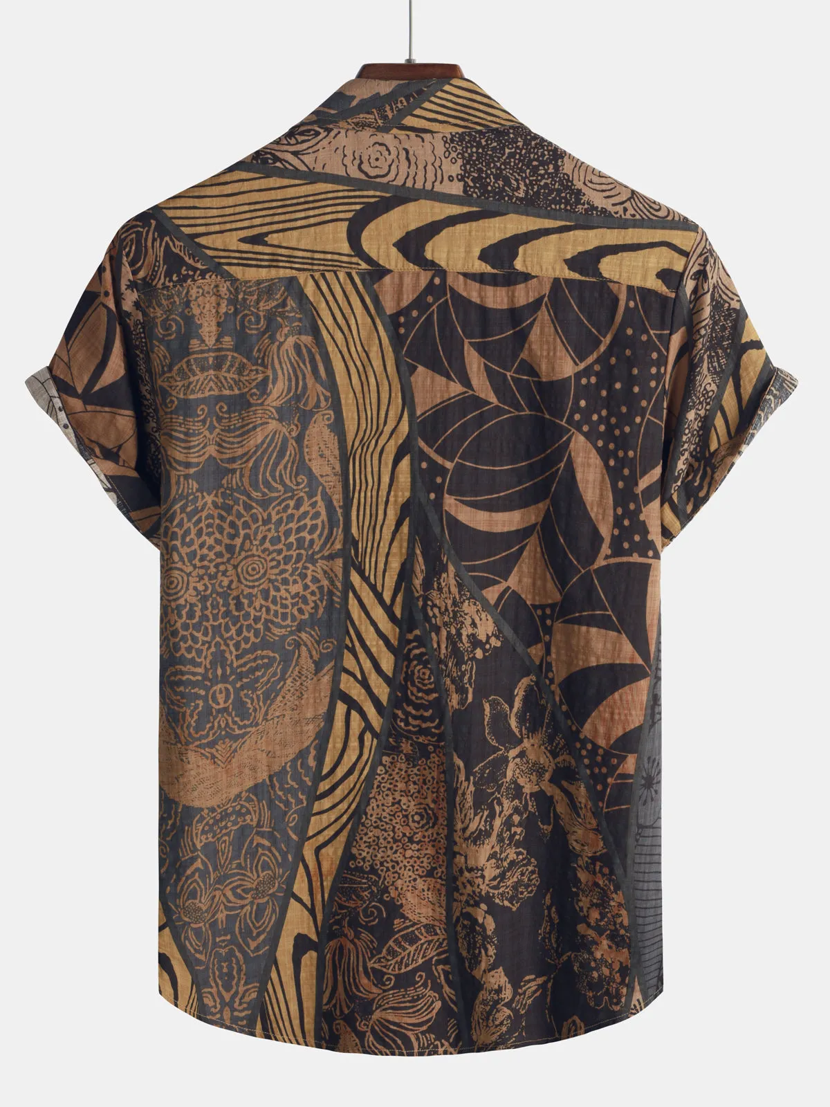 Men's Retro Holiday Summer Vintage Button Up Vacation Beach Short Sleeve Shirt