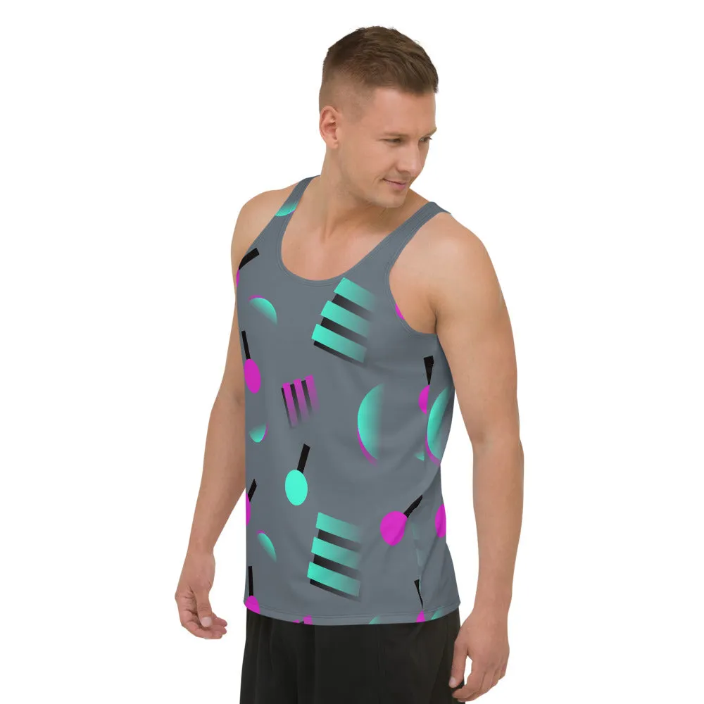 Mens Tank Top, 80s Memphis Vapor Grey