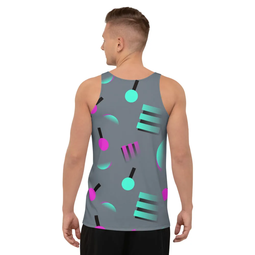 Mens Tank Top, 80s Memphis Vapor Grey