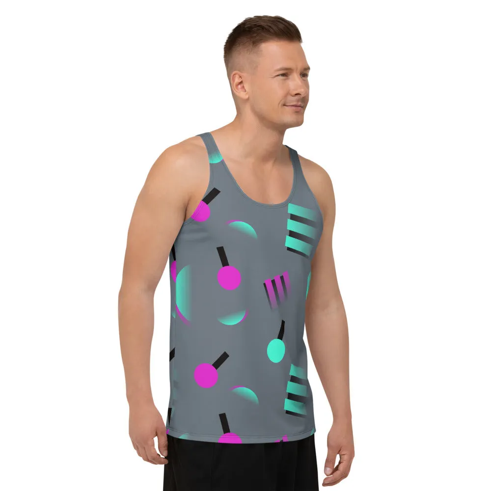 Mens Tank Top, 80s Memphis Vapor Grey