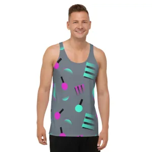 Mens Tank Top, 80s Memphis Vapor Grey