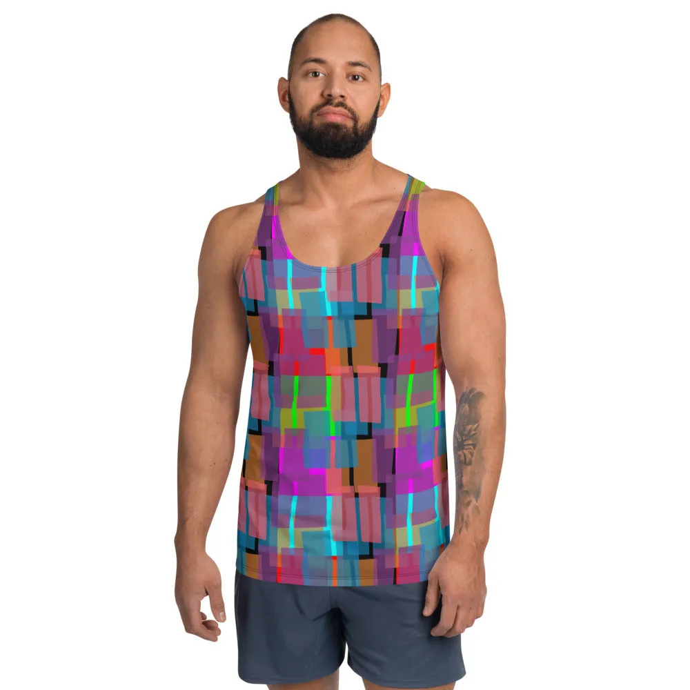 Mens Tank Top, Mid Century Geometric