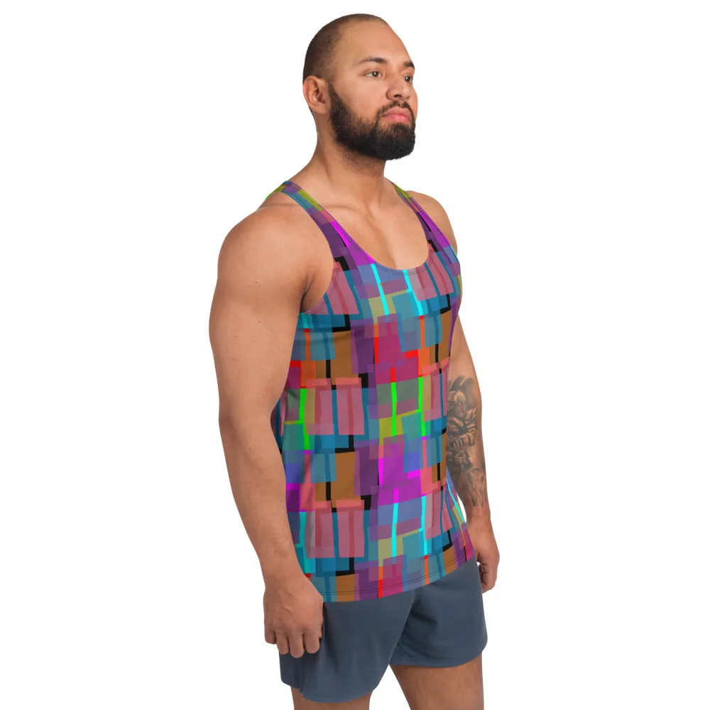 Mens Tank Top, Mid Century Geometric