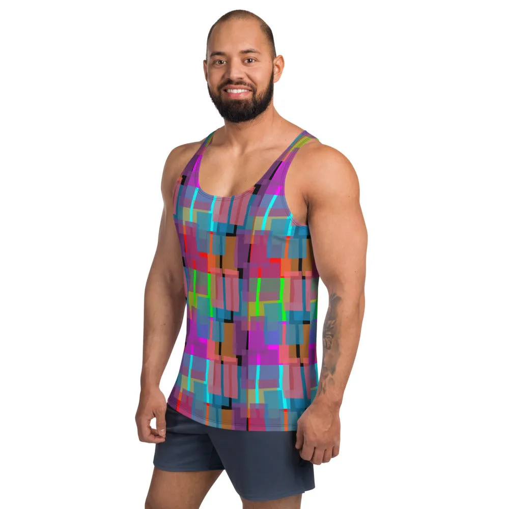 Mens Tank Top, Mid Century Geometric