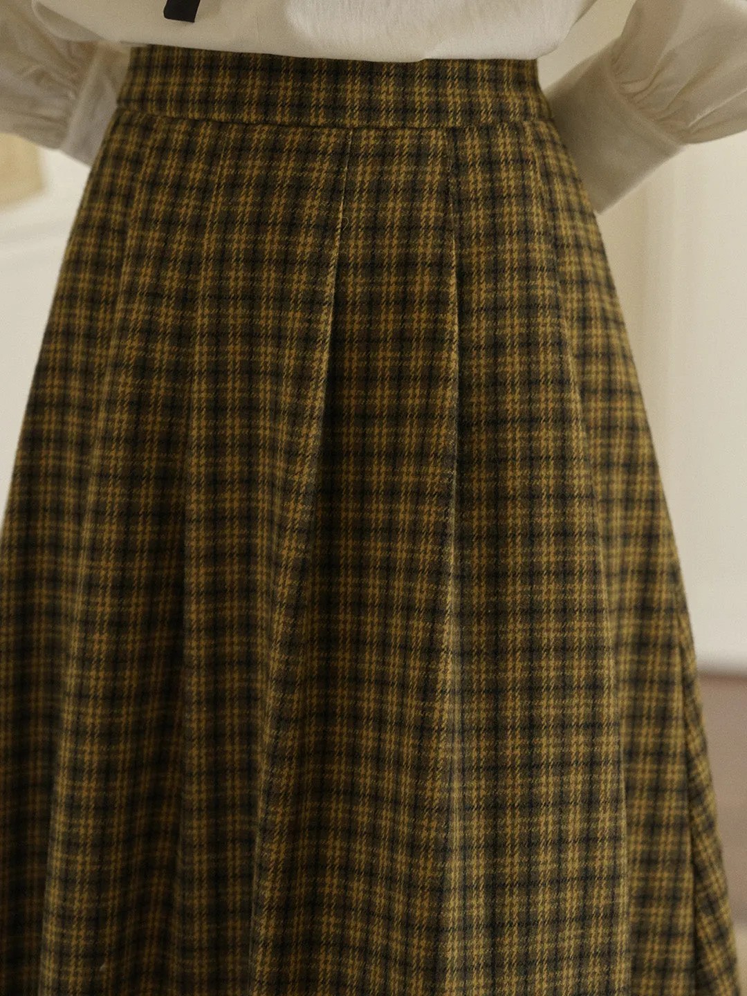 Mercy Sweet Slim A-line Pocket Wool Skirt - Gray
