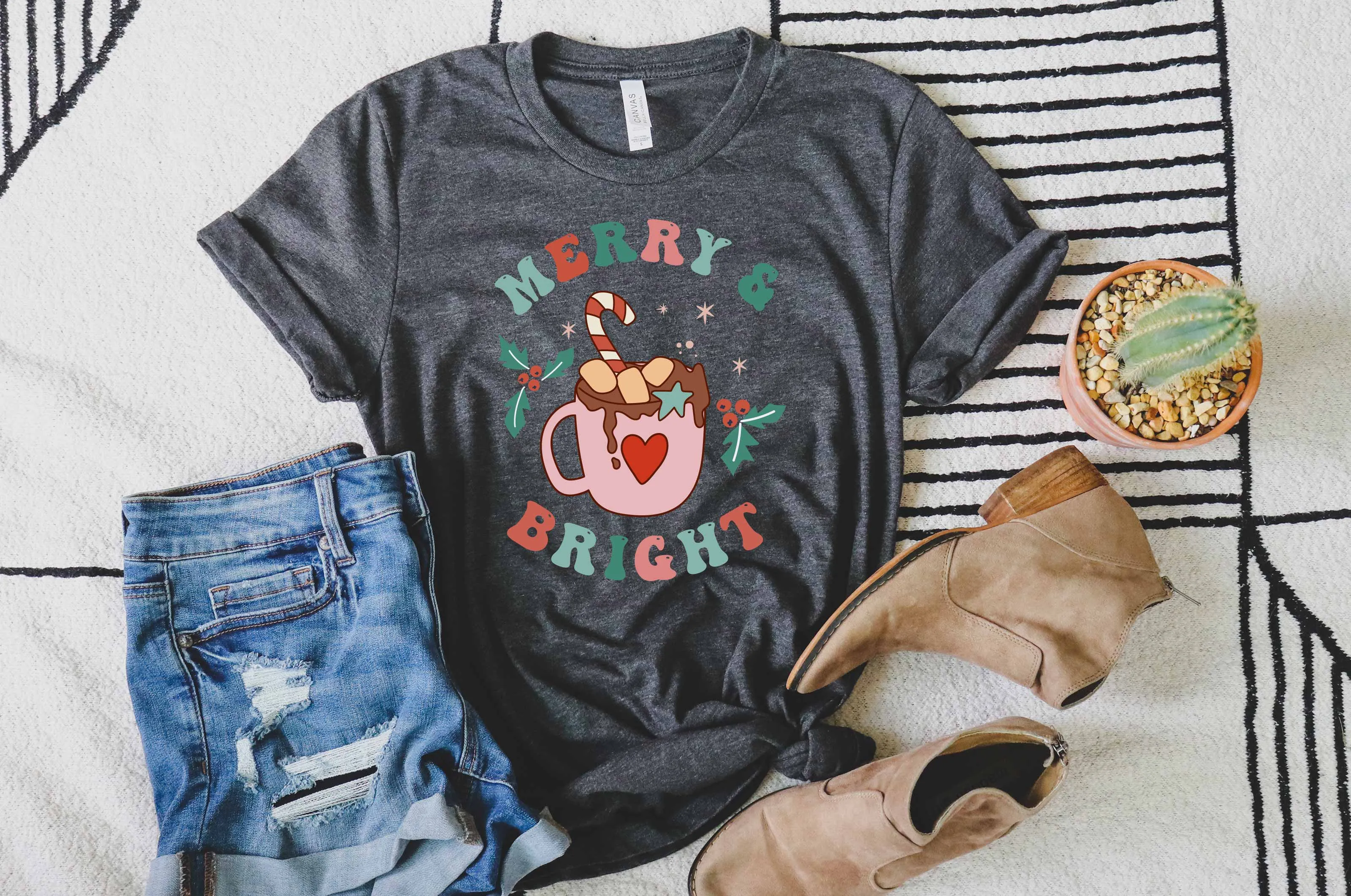 Merry And Bright Christmas Shirt | Unisex Crew