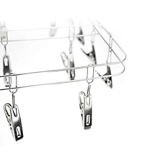 Mesheshe 20 Clips Sock Underwear Clothes Outdoor Airer Dryer Laundry Hanger Stainless Steel Square Wire Clip Clothes Rack Sock Dryer Rack