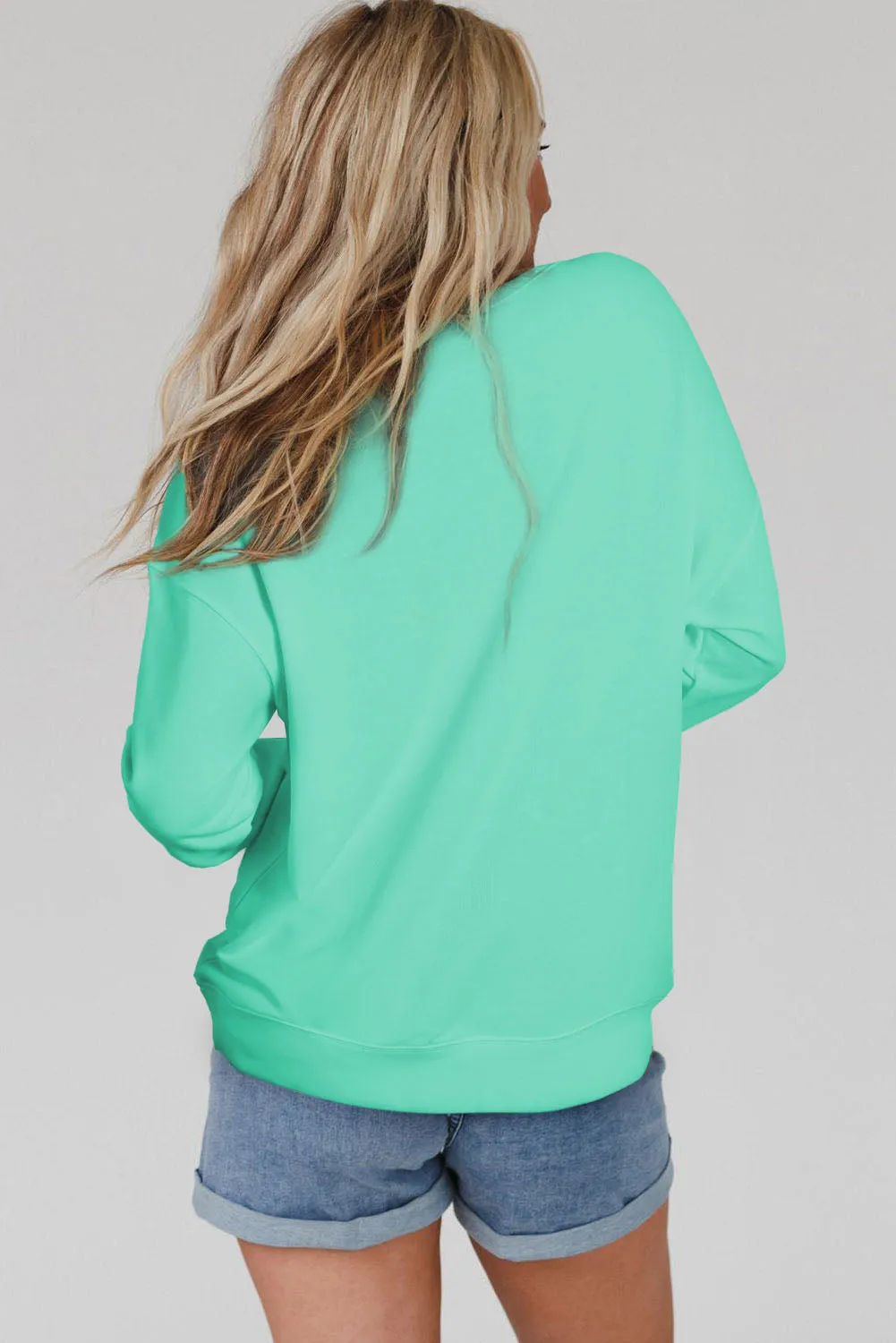 Mint Green Gray COOL MOMS CLUB Drop Shoulder Sweatshirt