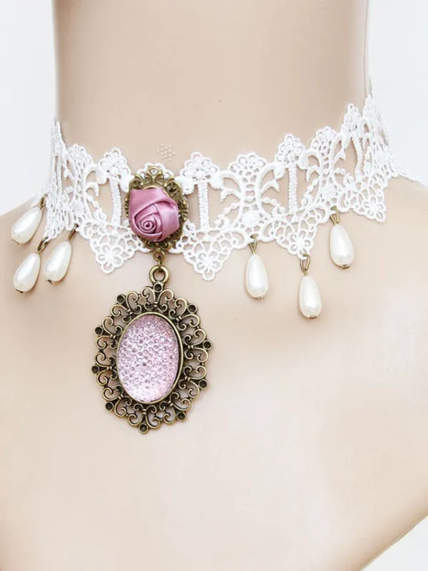 moon fairy white lace necklace collar