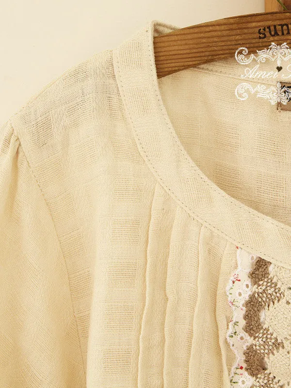 Mori girl long sleeve cotton shirt
