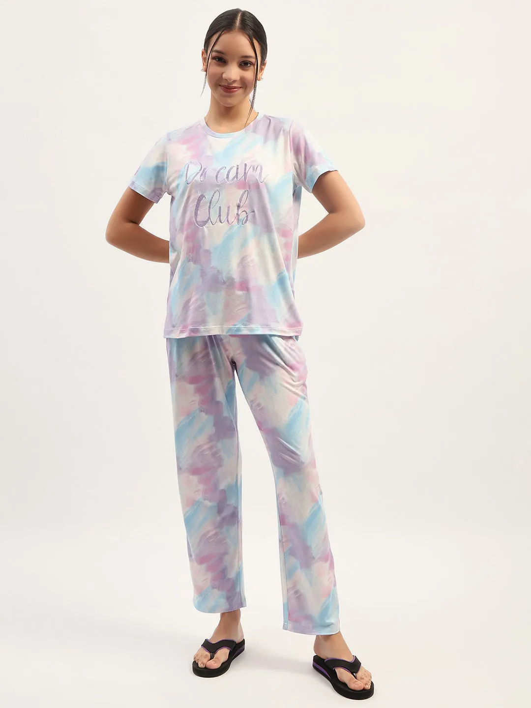 mSECRET Printed Mauve Nightsuit Set