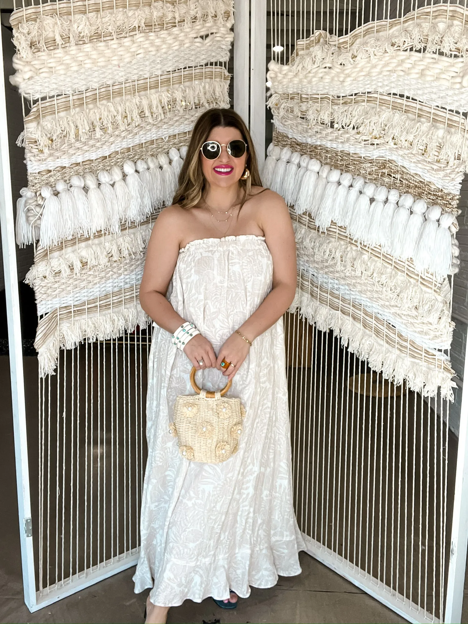 {Mumu} Around The World Maxi Dress - Sand Shell Gauze