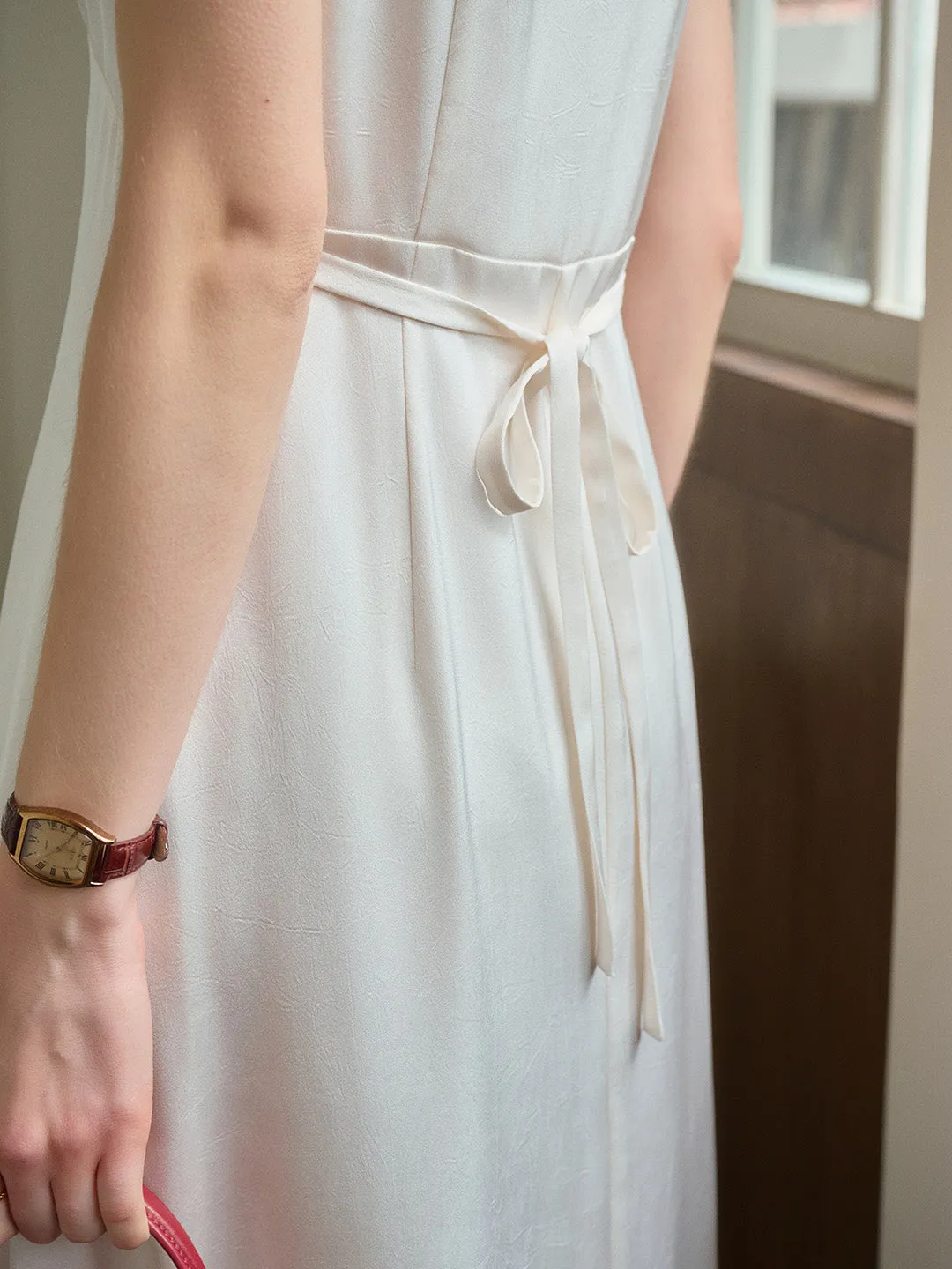 Noa V-Neck Lace Dress - White