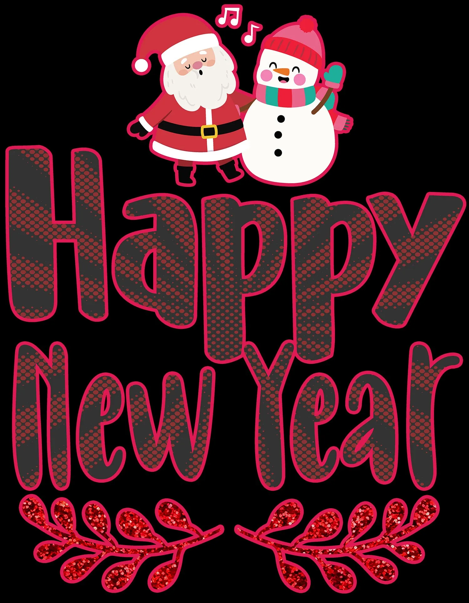 NYE Happy New Year Santa Sparkle Snowman Bling Cute Family Men's T-Shirt