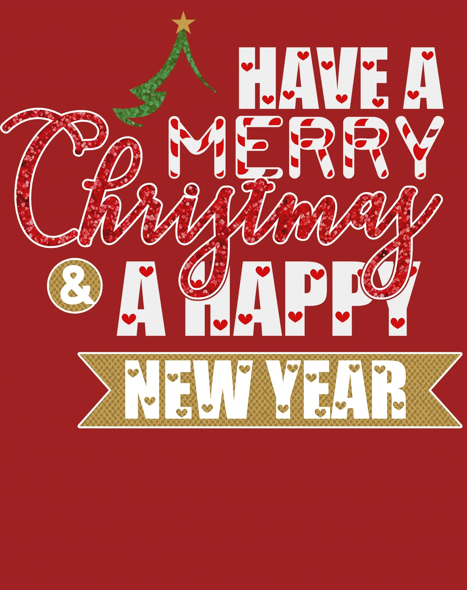 NYE Merry Christmas Happy New Year Hearts Party Xmas Eve Women's T-Shirt