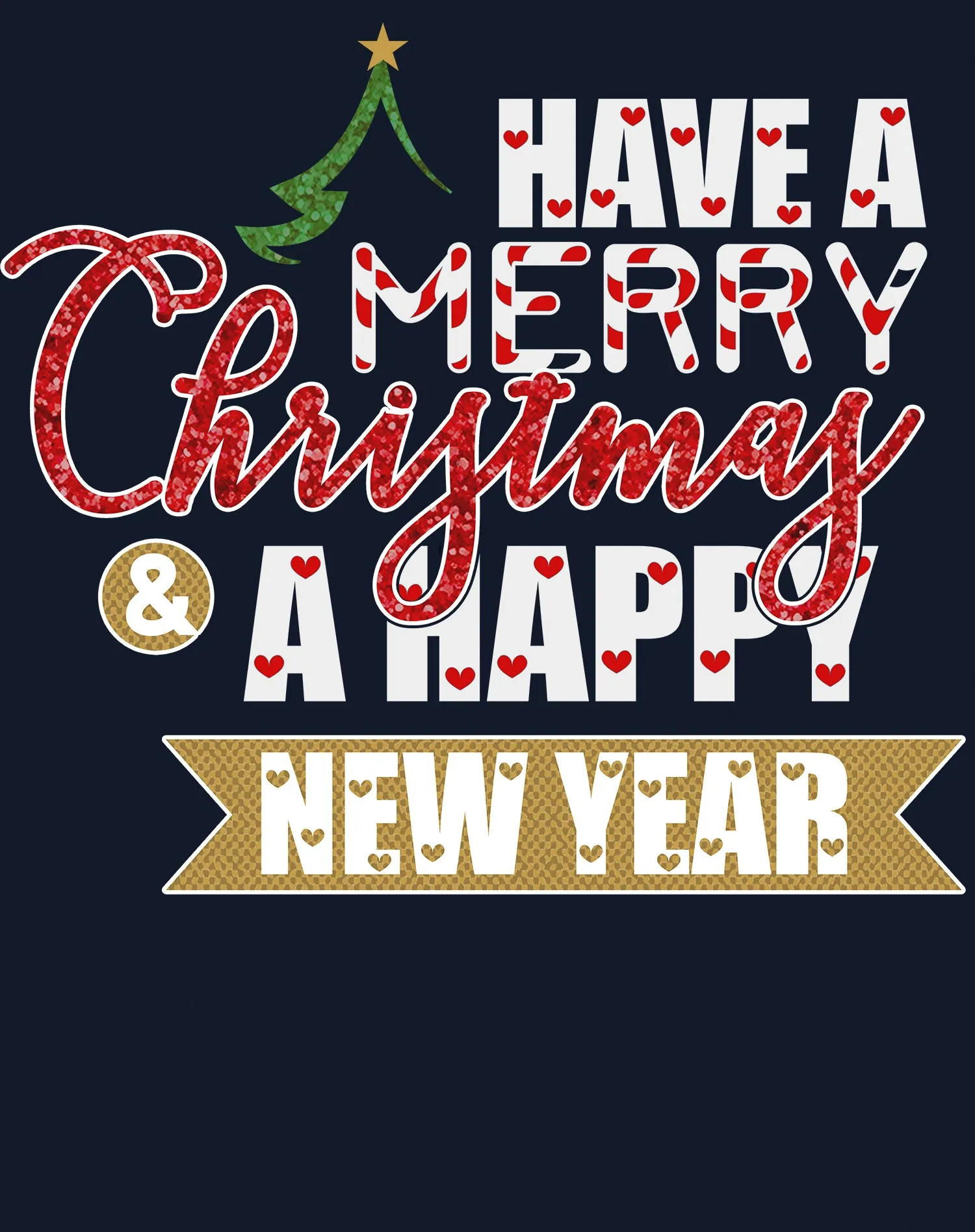 NYE Merry Christmas Happy New Year Hearts Party Xmas Eve Women's T-Shirt