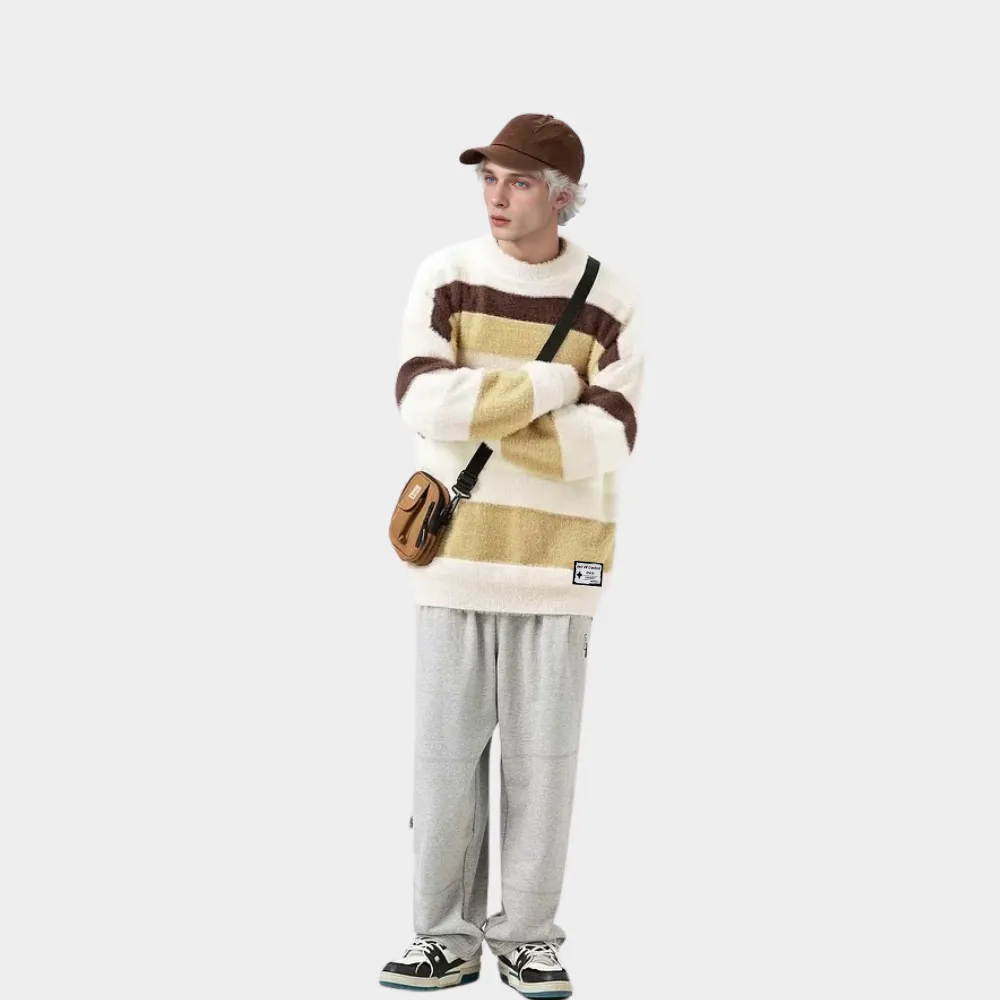 OOC' Retro Contrast Mink Striped Sweater