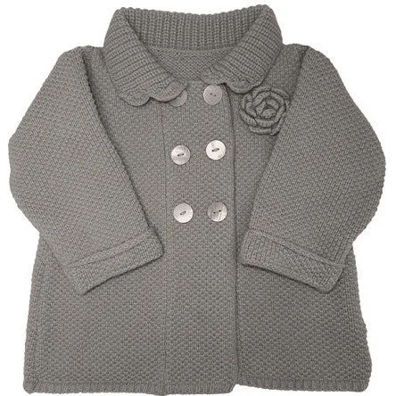 Organic Merino Wool Knitted Coatigan (Grey)