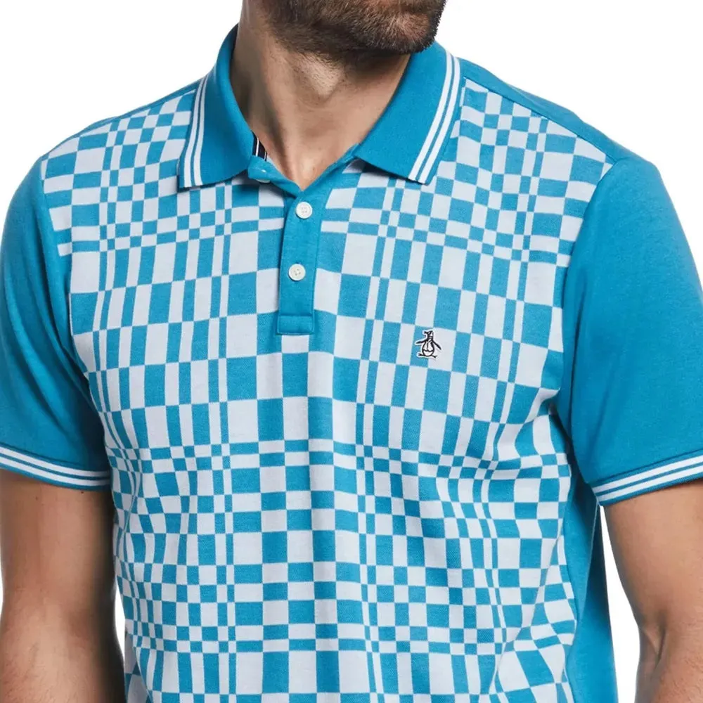 Original Penguin Tile Print Short Sleeve Polo Shirt - Mosaic Blue