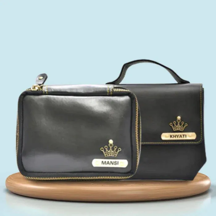 Personalized Mini make up kit   Sling bag - Black