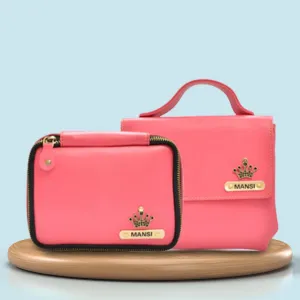 Personalized Mini make up kit   Sling bag - Pink