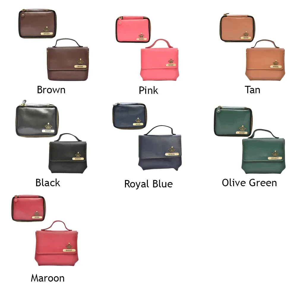 Personalized Mini make up kit   Sling bag - Pink