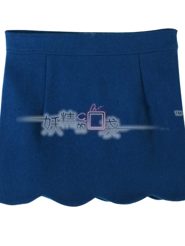 petal hem wool skirt
